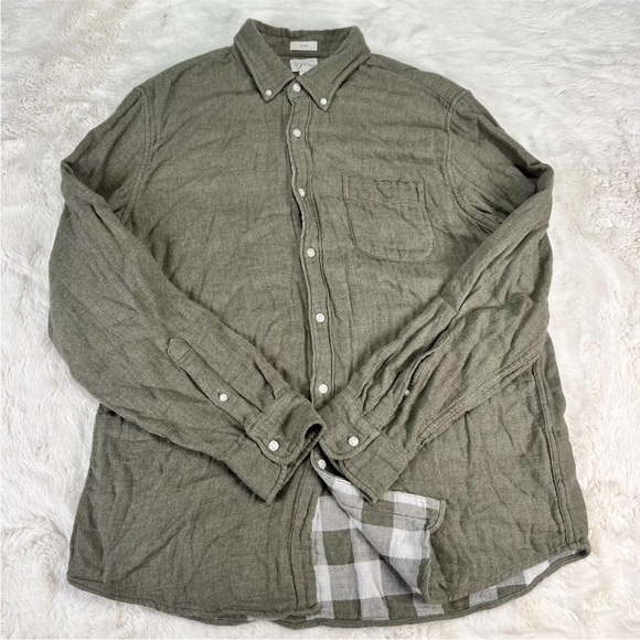 J Crew Mens M Slim Double-Weave Shirt LS Soft Button Down Style AY988 Green - Picture 11 of 11
